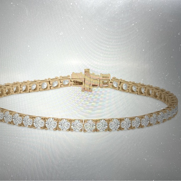 just gemsy Jewelry - Elegant 14k Yellow Gold Tennis Bracelet with exceptional quality. New.